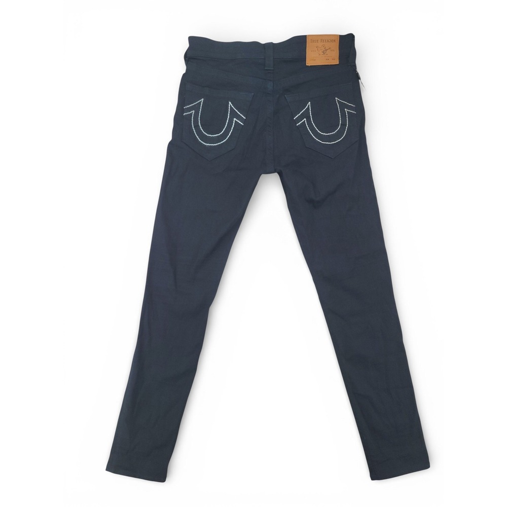 True Religion Jack Jeans Mens 31x32 Skinny Tapered Made USA‎ Dark Wash NWOT - Picture 2 of 6